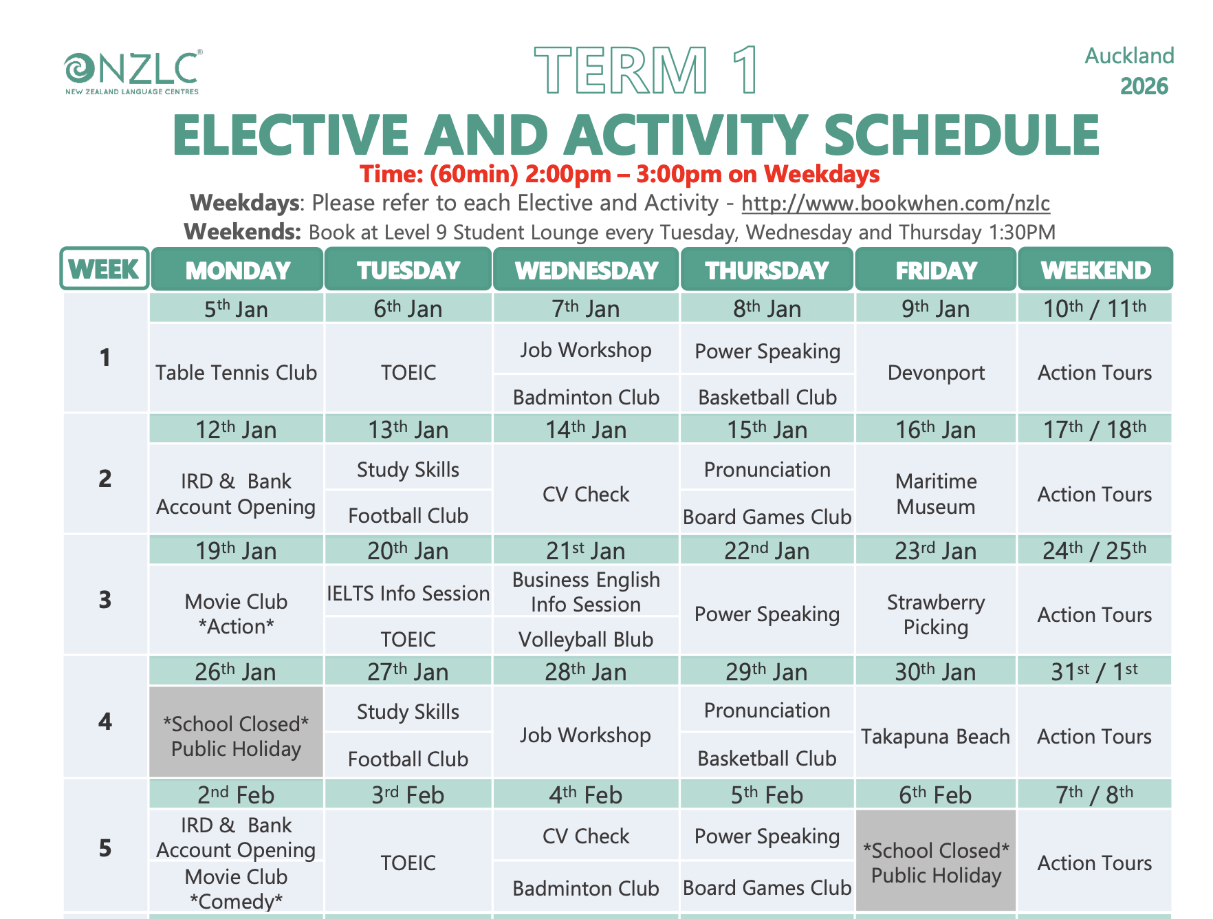 2026 NZLC 紐西蘭語言學校 |奧克蘭校區|GLC鉅霖留遊學